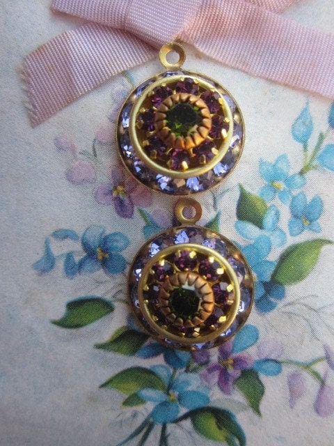 Vintage Swarovski Purple Three Layer  Crystal Drop