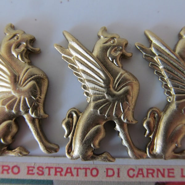 6 Mythical Winged Griffin Brass Finding