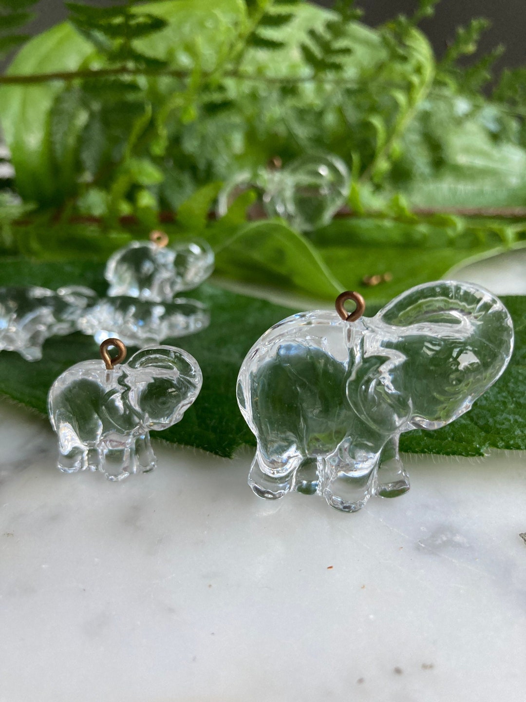 2 Vintage Swarovski Elephant Crystal Glass, Mom & Baby Size