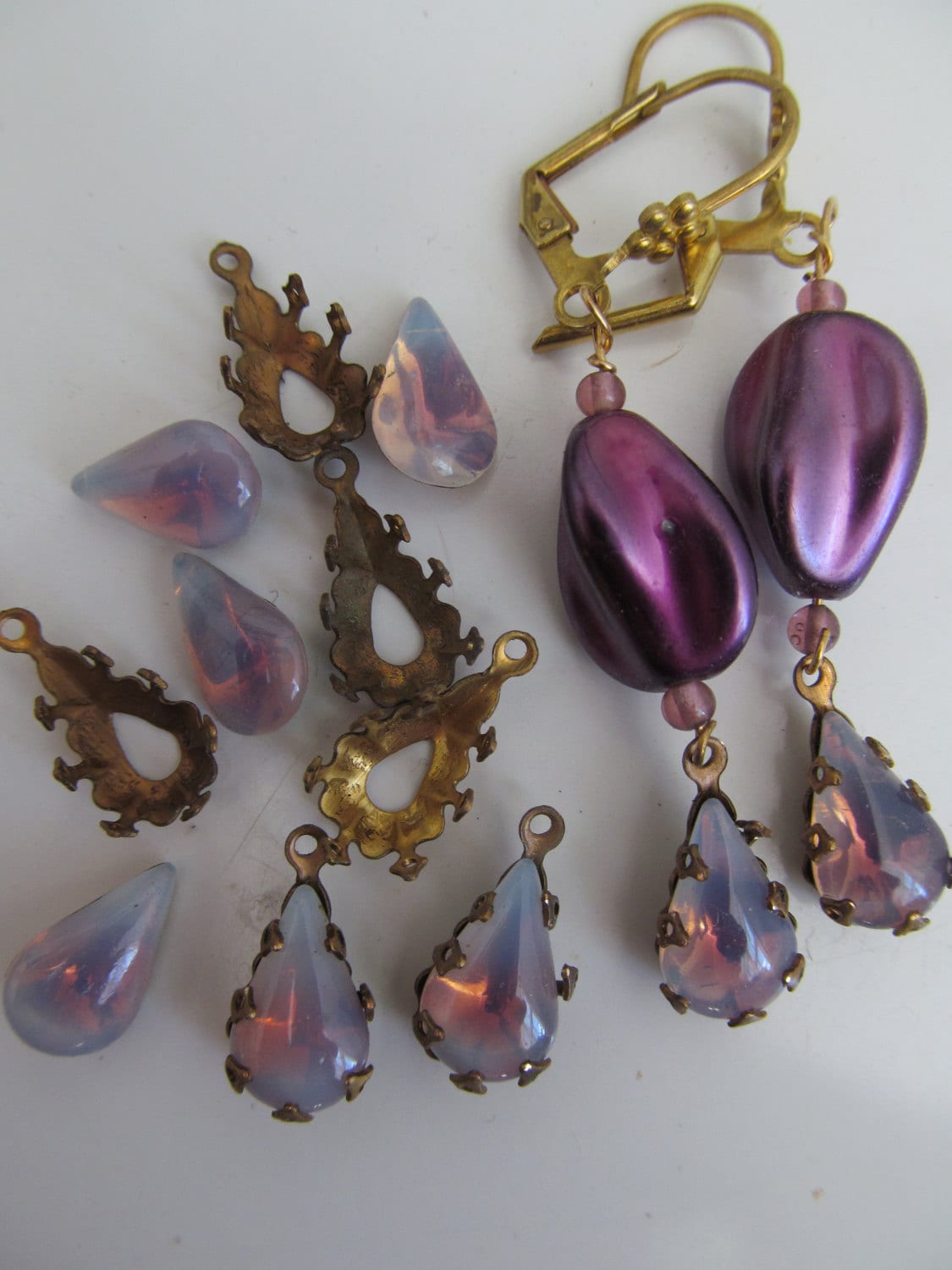 Vintage Goldback  "Amethyst  Sabrina" Teardrop Crystals, Se…