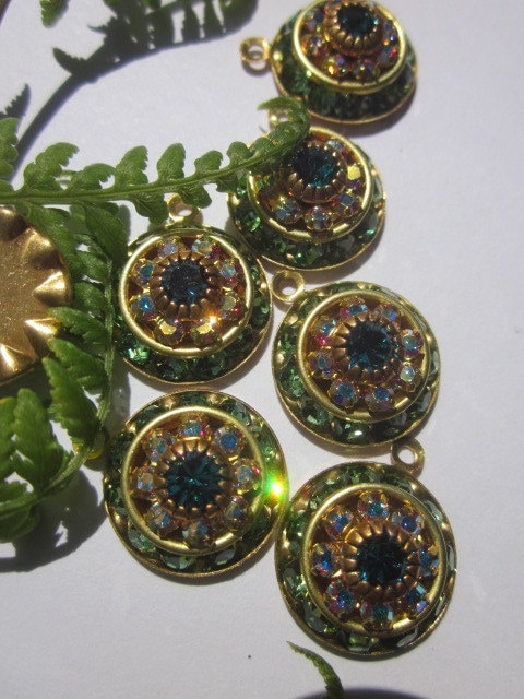Vintage Swarovski Peridot , Crystal AB, IndicoliteThree Layer  Crysta…