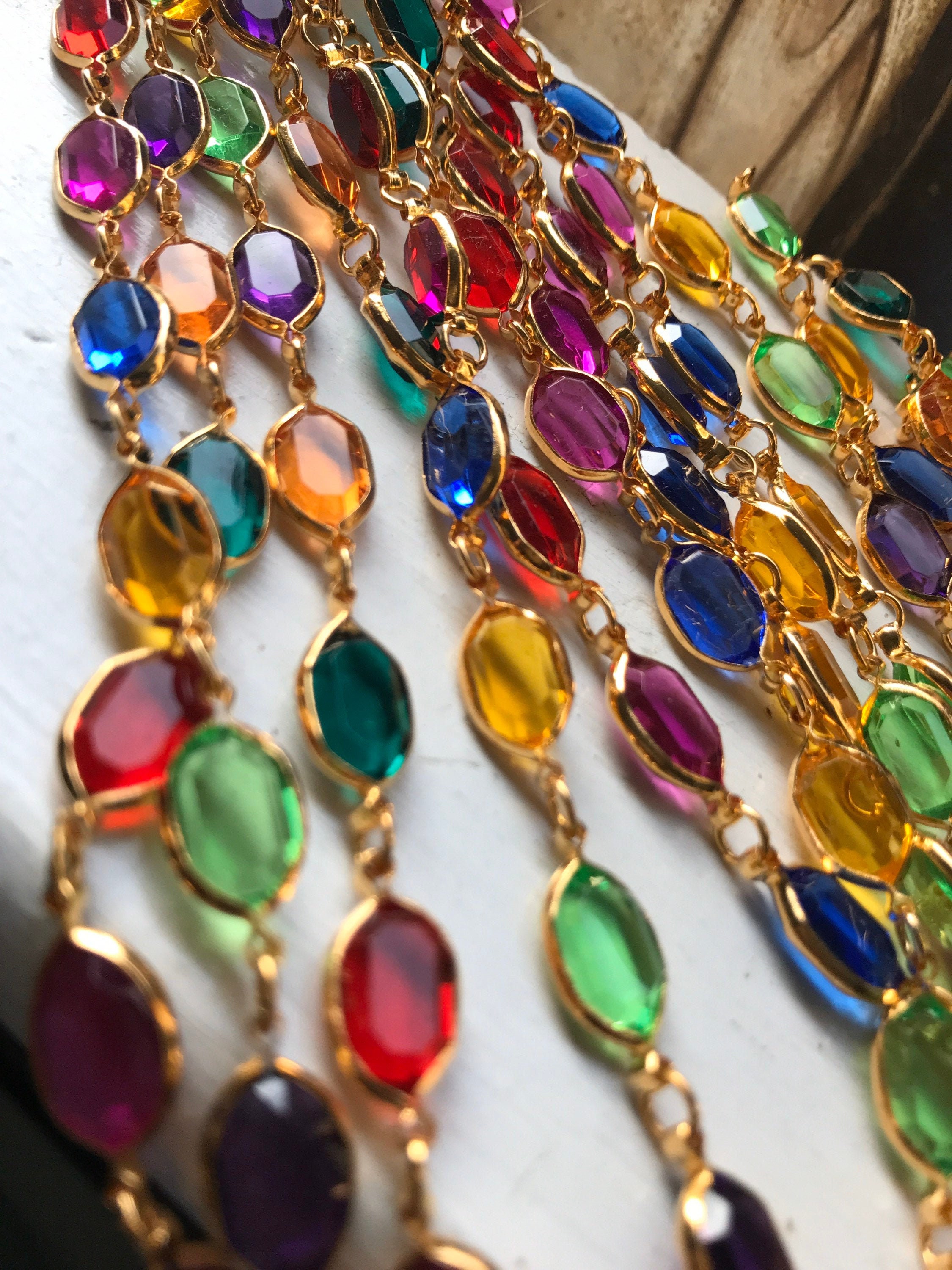 Jewel Colored Chain Stained Glass Colors 18 Inches Etsy