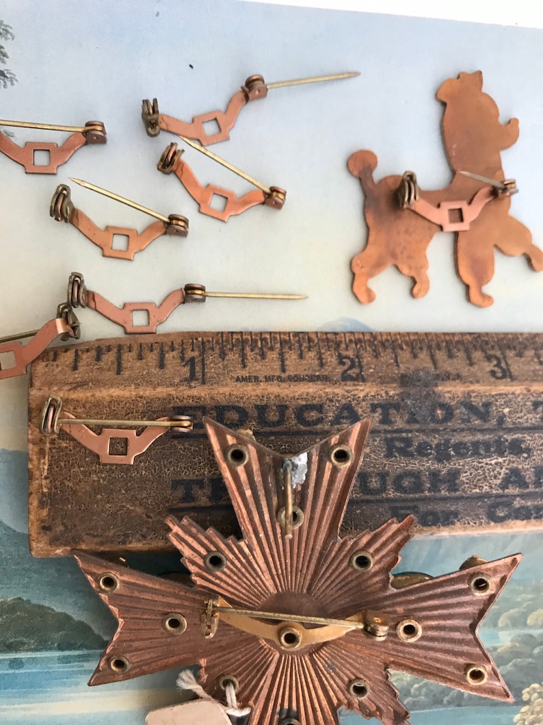 12 Vintage Brass Pin Backs Etsy India