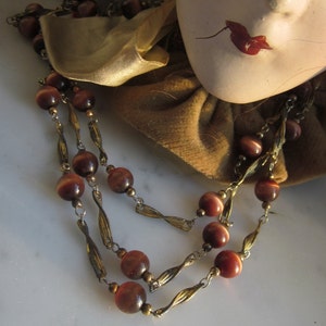 One Yard Vintage Brown Cat's Eye Glass Beaded Chain