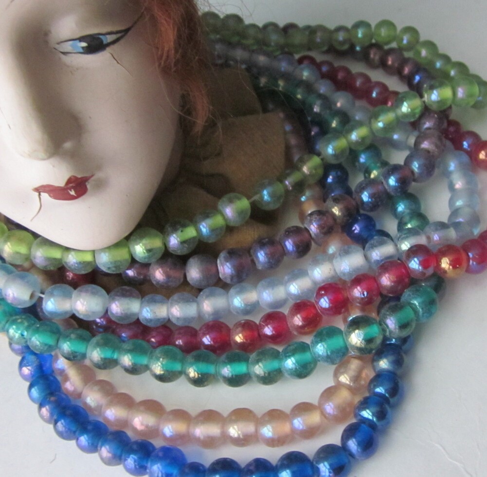Iridescent  Vintage Glass Bead...Pick Your Color