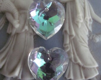 3 Swarovski AB Crystal Clear Heart With Hole