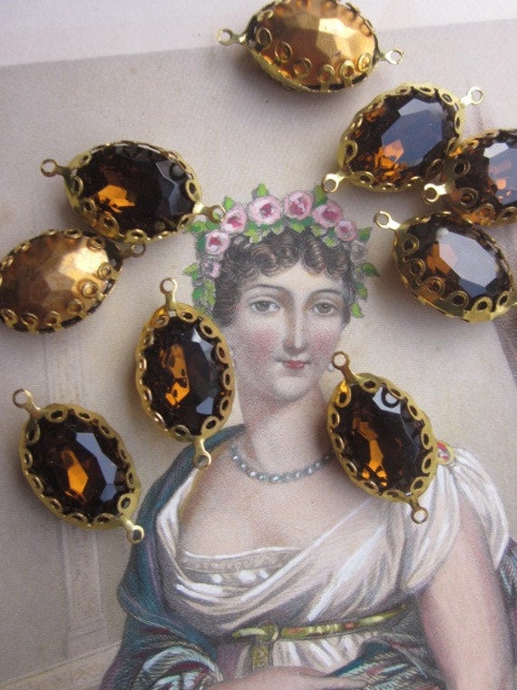 Vintage Cut Smoky Topaz Crystal  Connector