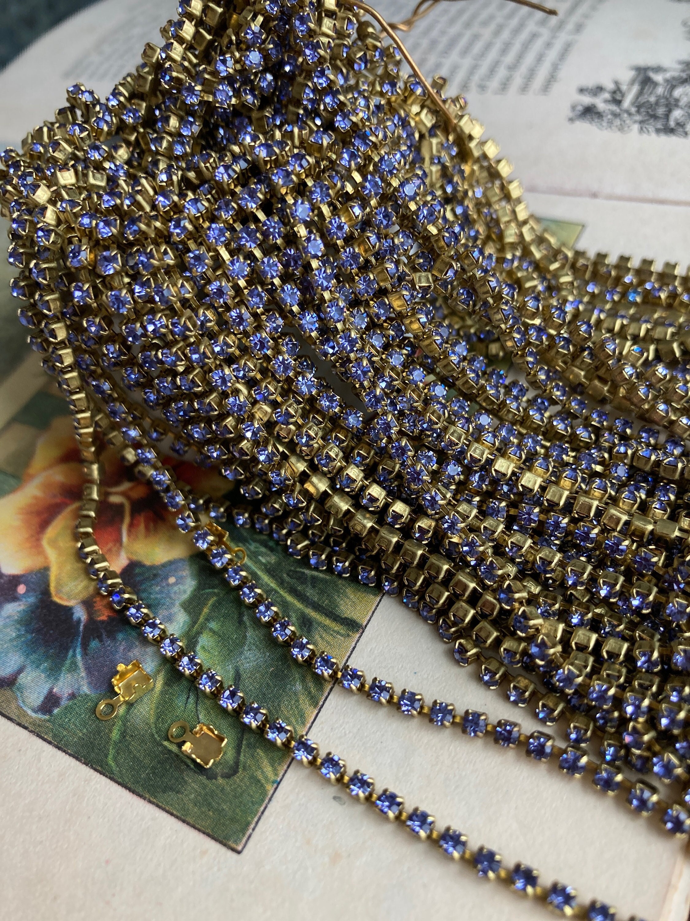 Vintage Tanzanite 3mm Rhinestone Chain 18 Inches - Etsy