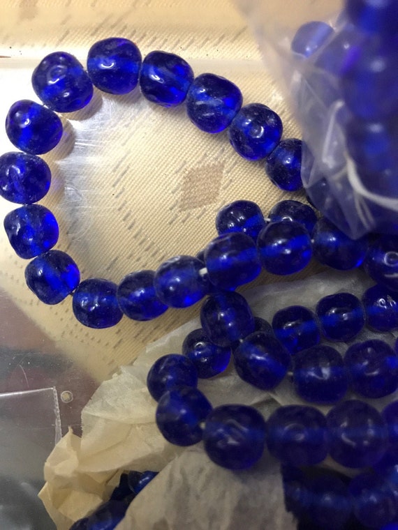50 Vintage Japanese Cobalt Blue Glass Beads 