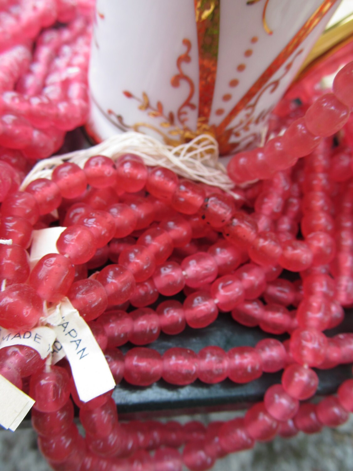 Vintage Japanese Pink Baroque Glass Beads Etsy
