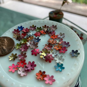 30 Really Really Really Tiny Painted Brass Daisy Flowers image 8