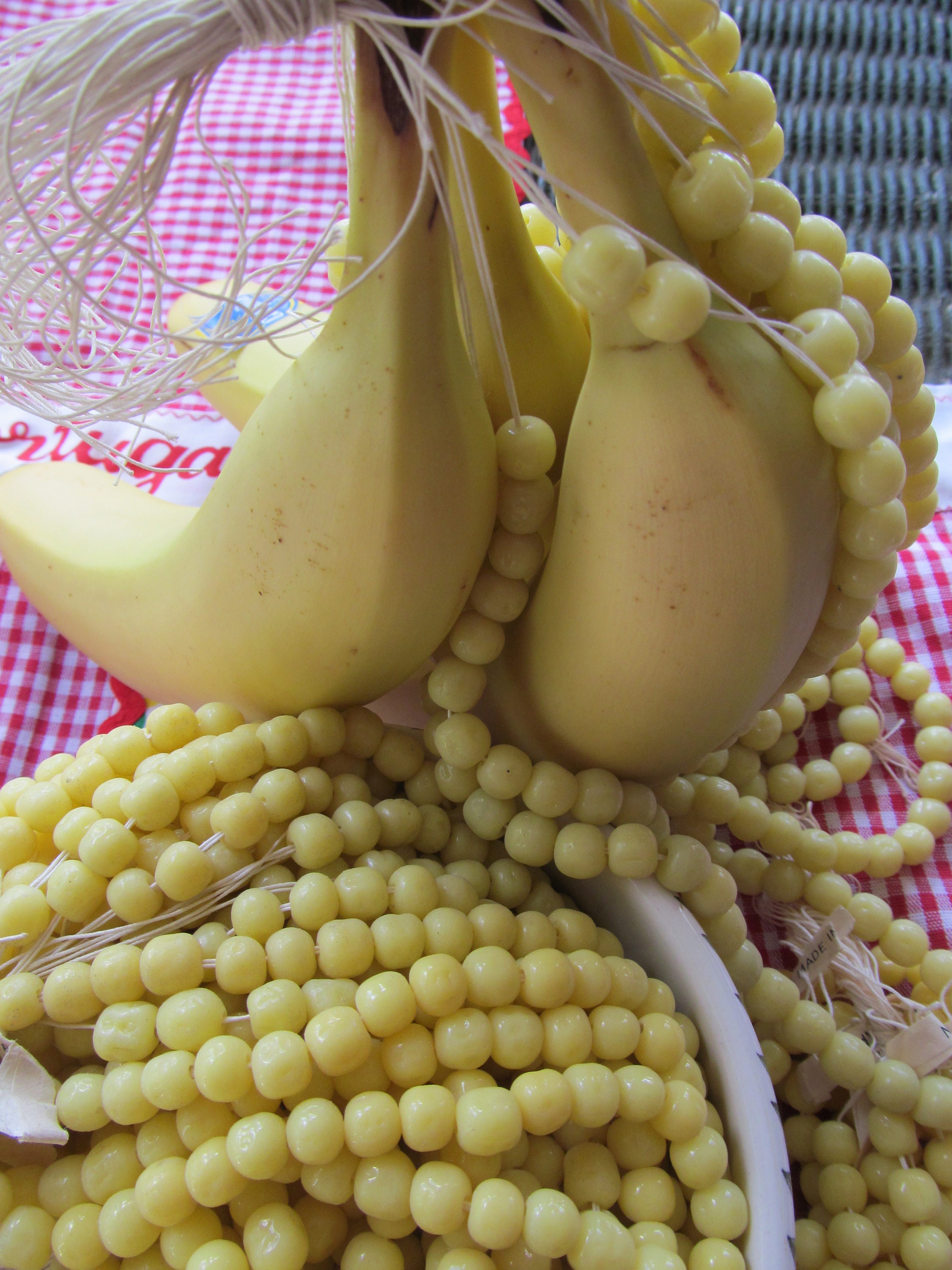 100 Perle Di Vetro Vintage Giapponesi Da 8 Mm, Color Giallo Banana E Barocche, 2 Fili! - Italia