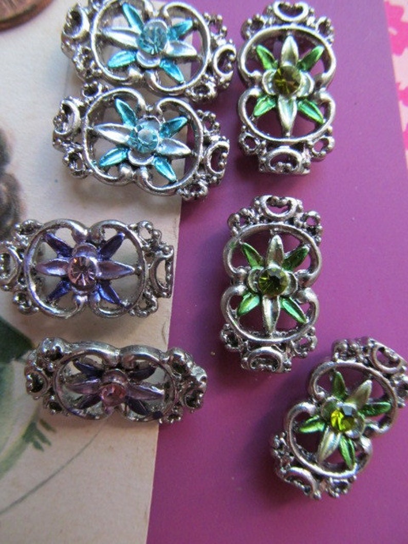 Rhinestone Star Flower Sliders In Silver Finding image 1