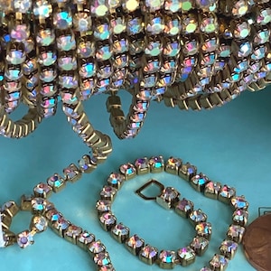 Klasyczny łańcuszek z kryształkami AB, 18 cali, tęczowe kolory!