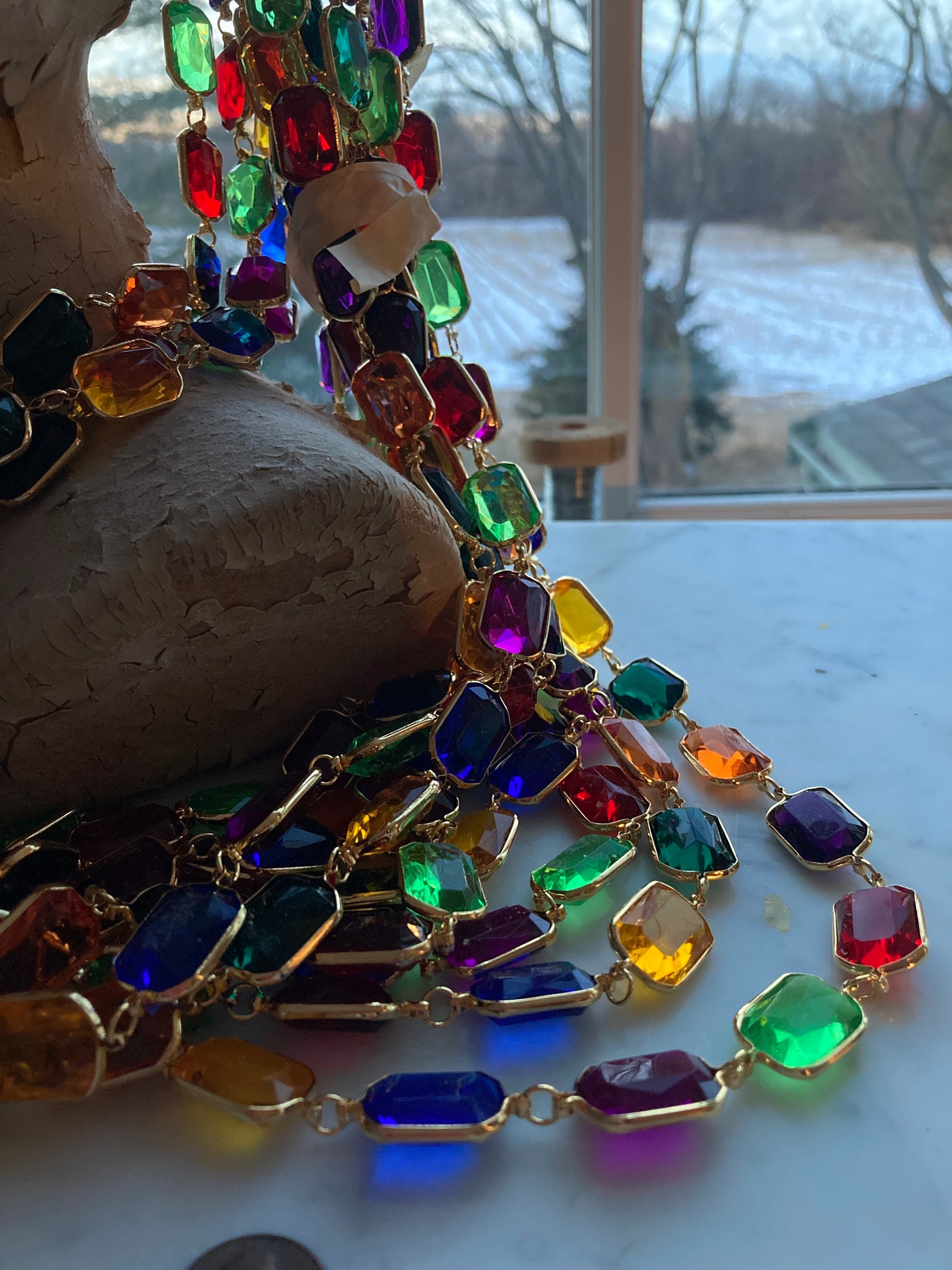 LARGE Size Jewel Colored Chain Stained Glass Colors 18 Etsy