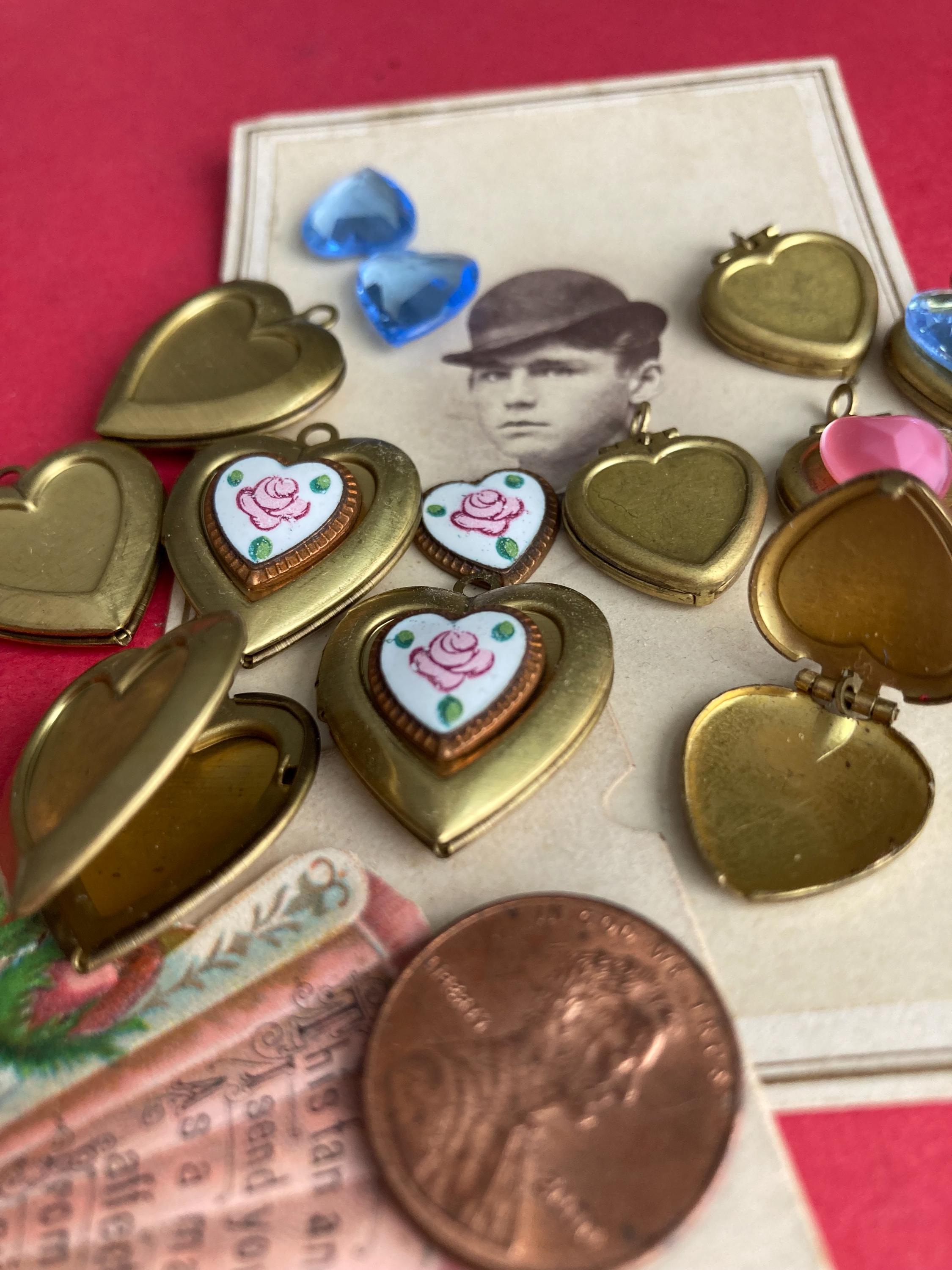 Vintage Brass Lockets With Setting Centers, 4 Small, 2 Large or 1 Large ...