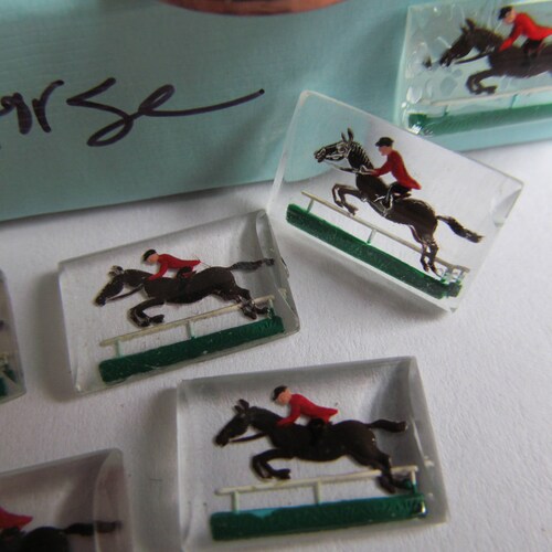 6 Vintage Jumping Horse Reversed Painting on Glass made in Etsy