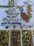 20 Tiny Vintage Swarovski  Crystal Connectors With Hoops