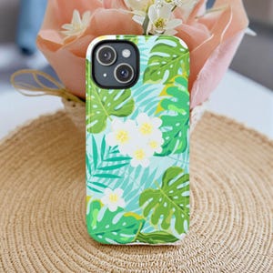 Tropical Plumeria Floral iPhone Magsafe Case | Magnetic Tough Protective Cover | Shockproof Dual Layer Casing | Beach Holiday Vibes