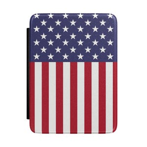 American Flag Kindle Case | Patriotic Stars and Stripes Protective eReader Cover with Hand Strap | Kindle Paperwhite 7" 12th Generation