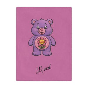 Purple Bear Minky Blanket: Soft Polyester Fleece