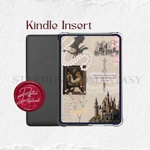 May include: A Kindle insert featuring a fantasy design with a dragon, castle, and a framed image of a couple. The insert includes a quote by C.S. Lewis and the words "Kindle Insert" at the top.