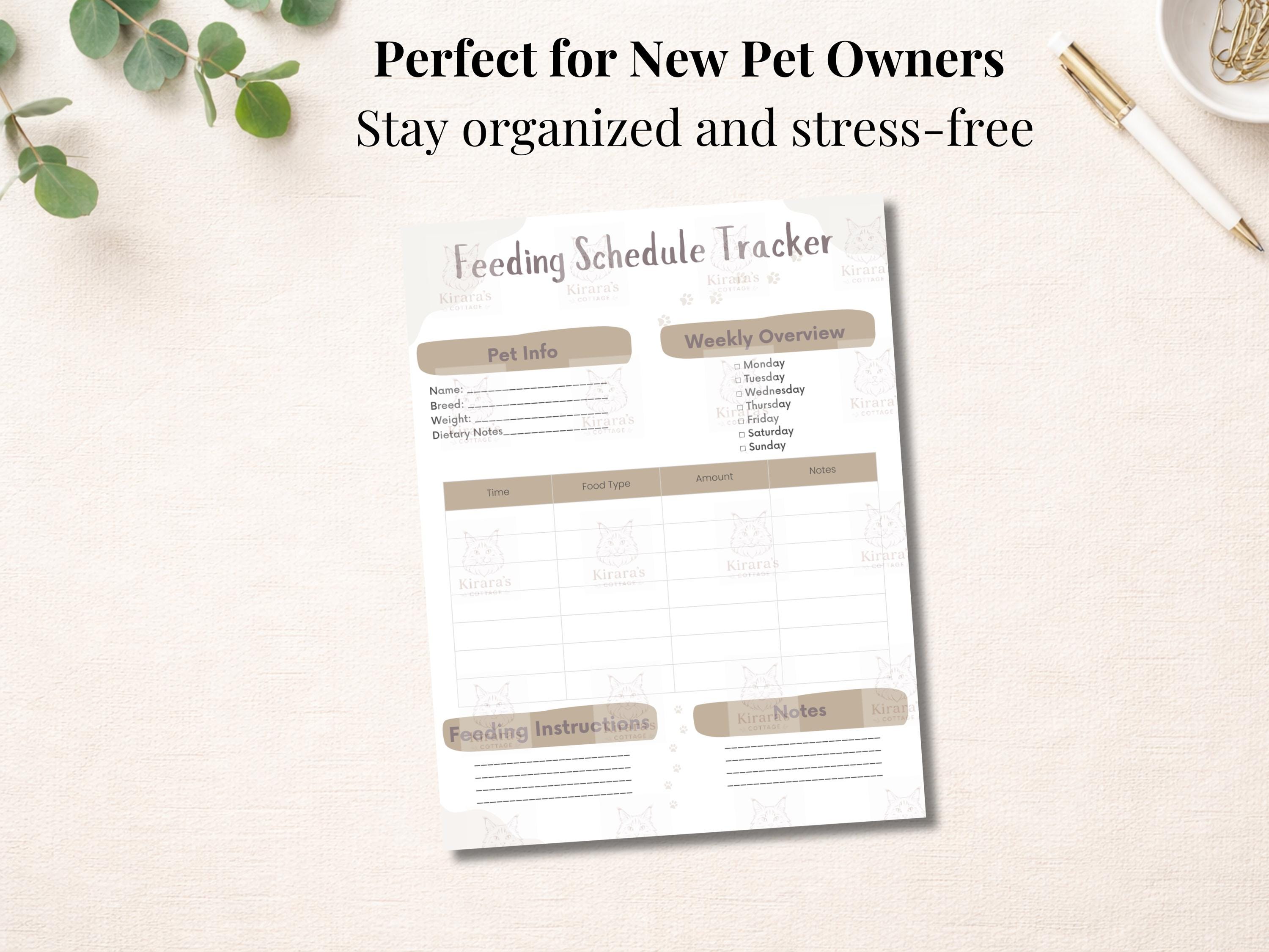 Pet Feeding Schedule Tracker Printable | Dog & Cat Feeding Log | Daily ...