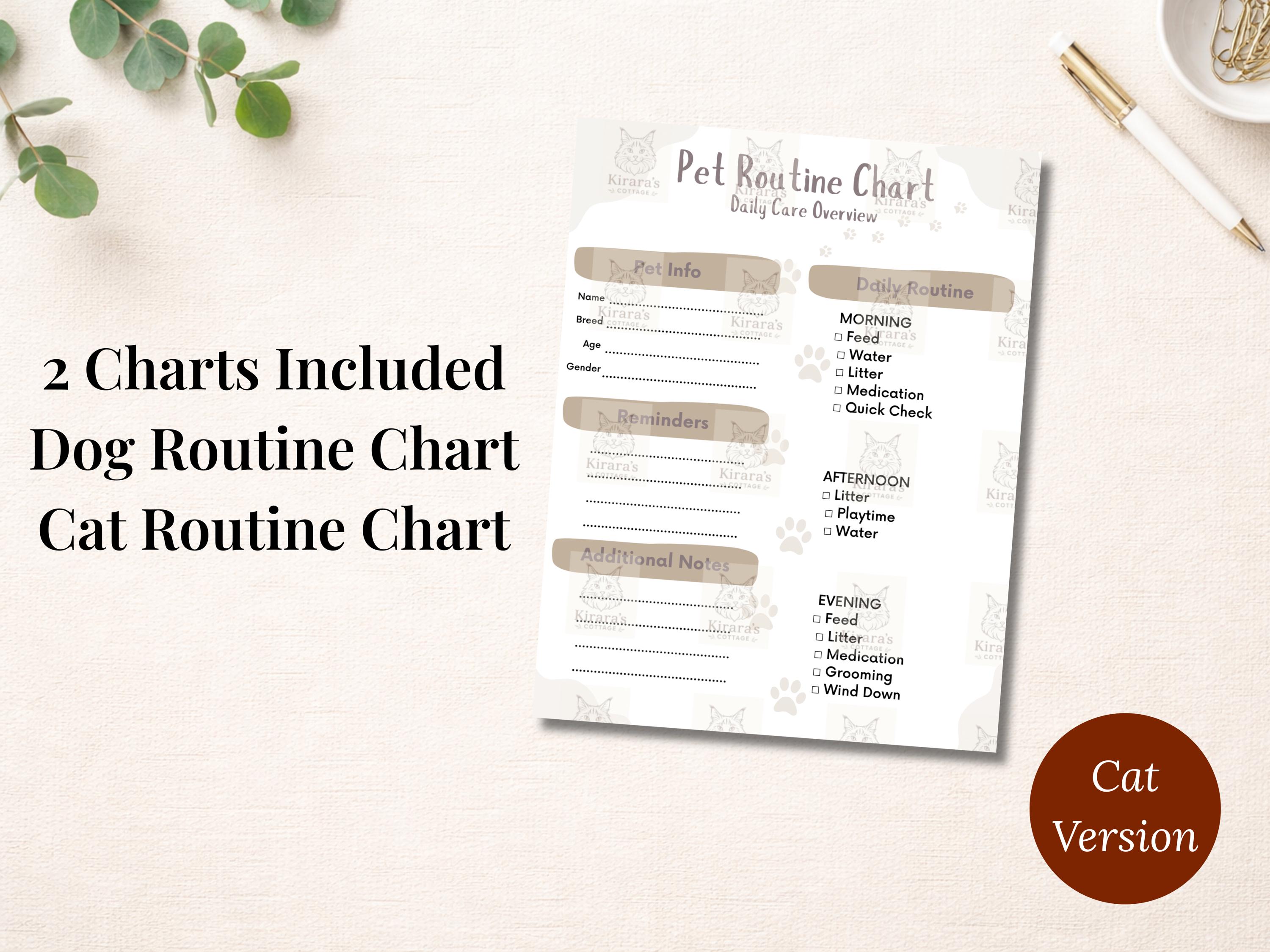 Editable Pet Routine Chart Printable | Dog & Cat Daily Routine | Simple ...