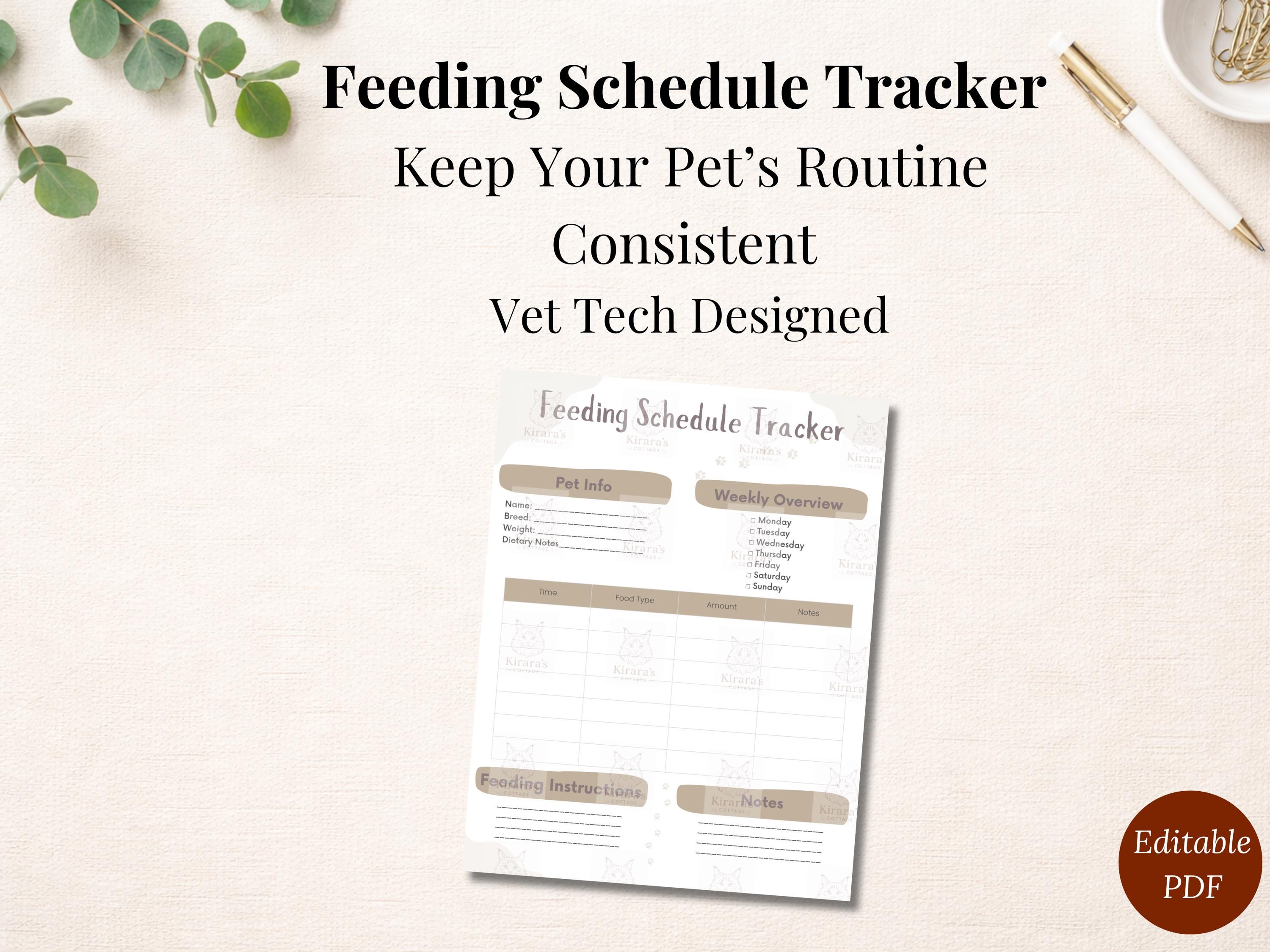 Pet Feeding Schedule Tracker Printable | Dog & Cat Feeding Log | Daily ...