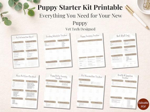 Puppy Starter Kit Printable | New Puppy Checklist & Training Tracker | Puppy Care Planner | First Time Dog Owner Essentials