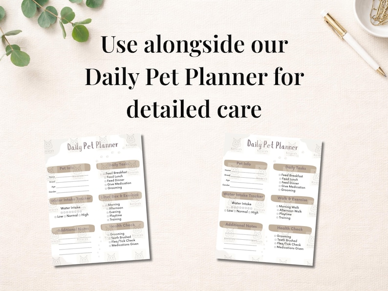 Editable Weekly Pet Planner Printable | Dog & Cat Care Tracker | Vet ...