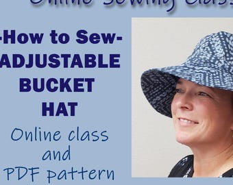 Easy Sew Bucket Hat with Video, Women's Sun Hat (PDF Pattern )