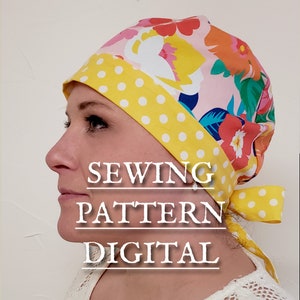 PDF SEWING PATTERN 2 Color Scrub Cap for Short Hair, See 2nd Photo, Nurse&#39;s Cap, Download Pattern, Photos, Instructions, Video, Easy to Sew