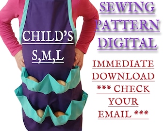 Child's Egg Gathering Apron Sewing Pattern: Easy Sew, Video Tutorial (PDF Pattern)