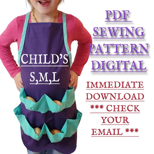 PDF SEWING PATTERN Child's Egg Gathering Apron !!!After ordering check your email From Etsy!!! | Photos | Written Instructions | Video