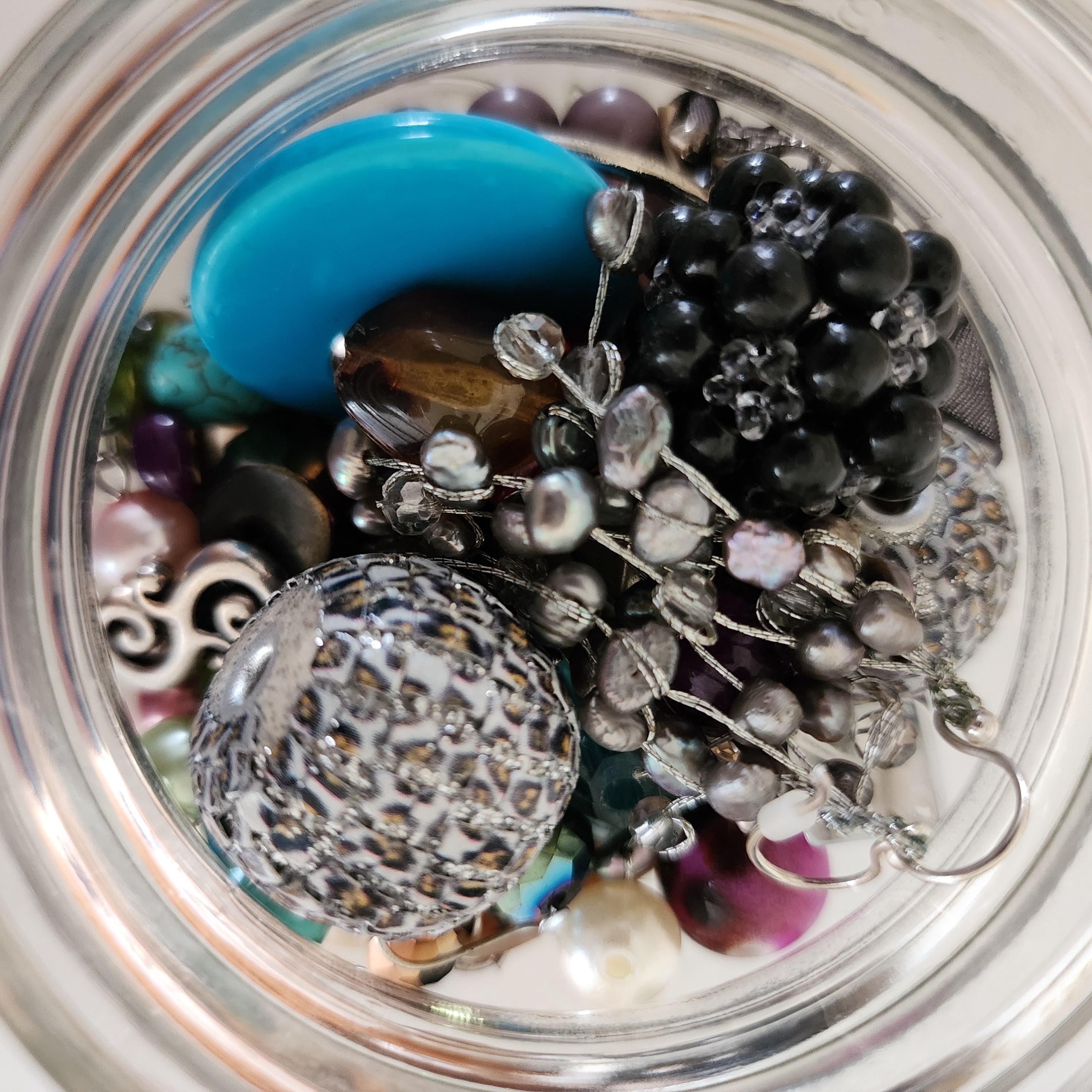 MYSTERY JAR of Jewelry Lot, Mostly Modern Junk Jewelry Assortment, 13 oz of Mixed Costume Crafting Jewelry Lot, Broken, Mixed Jewelry