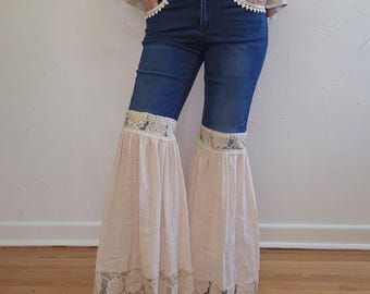 Boho Hippie Jeans One of a Kind Bellbottoms Democracy Jeans Size 8