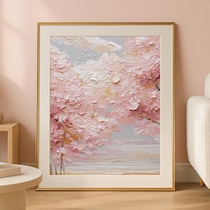 affiche pastel peinture huile texture fleurs roses art abstrait palette relief déco féminine paysage printemps téléchargement