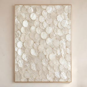 Capiz Shell Wall Art, White Coastal Print, Mother of Pearl Poster, Neutral Bedroom Decor, Digital Download