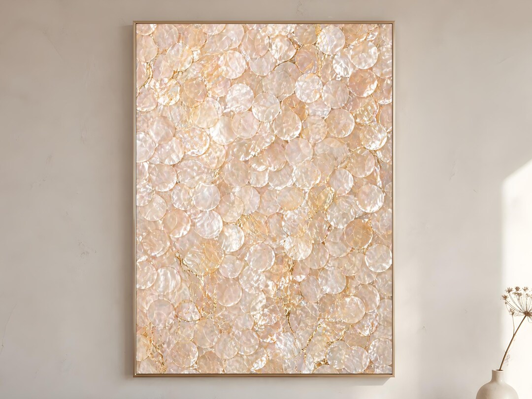 Capiz Shell Wall Art, Pearl Texture Print, Coastal Glam Decor, Nacre ...