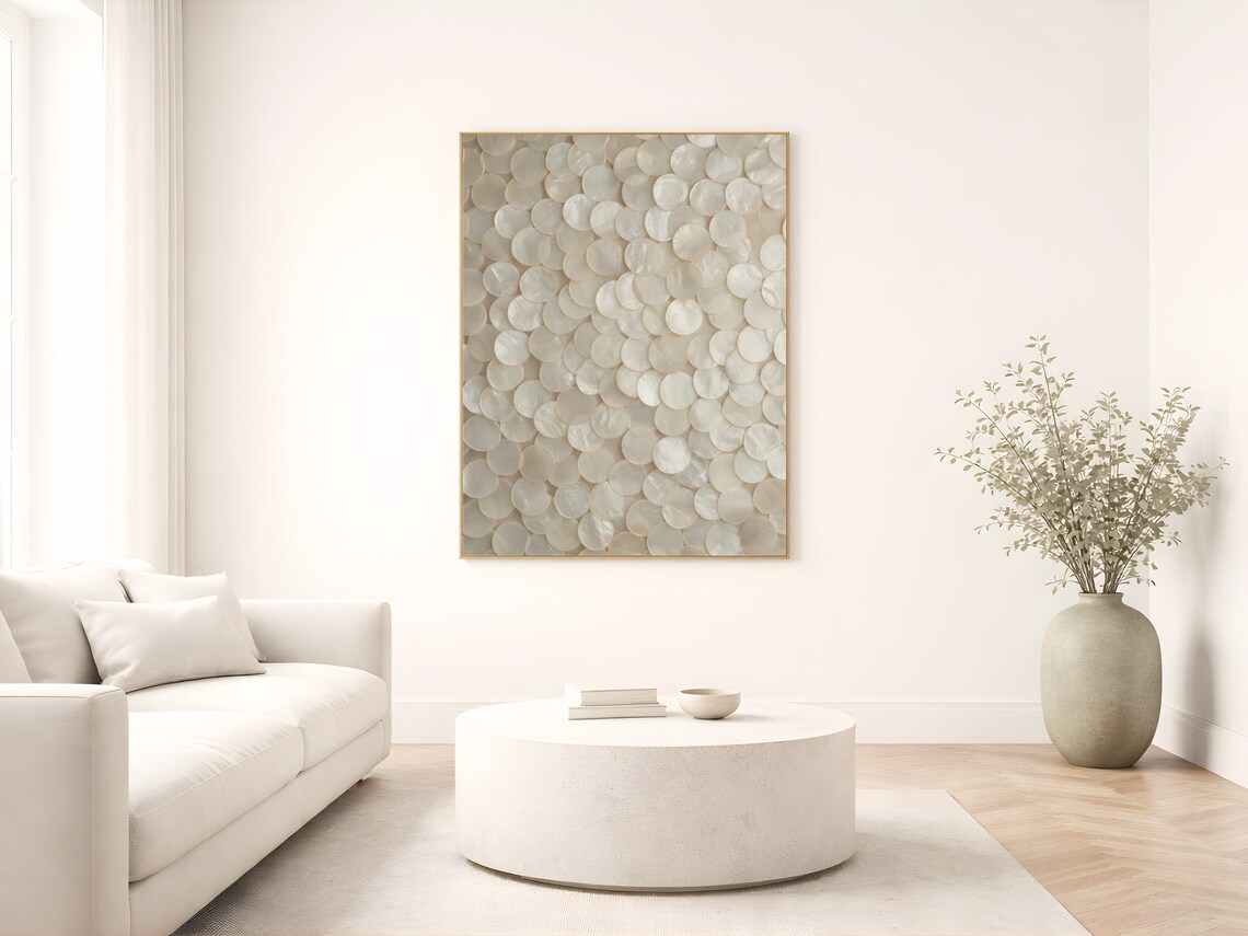 Capiz Shell Wall Art Coastal Neutral Texture Print Mother of Pearl ...