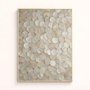 Art mural coquillage Capiz, impression de texture neutre côtière, nacre, art mural abstrait, décoration murale beige, art côtier moderne, imprimable