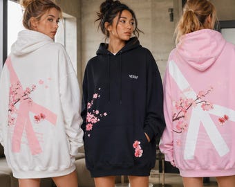 Sweat à capuche oversize Sakura, sweat à capuche fleurs de cerisier du Japon, streetwear unisexe