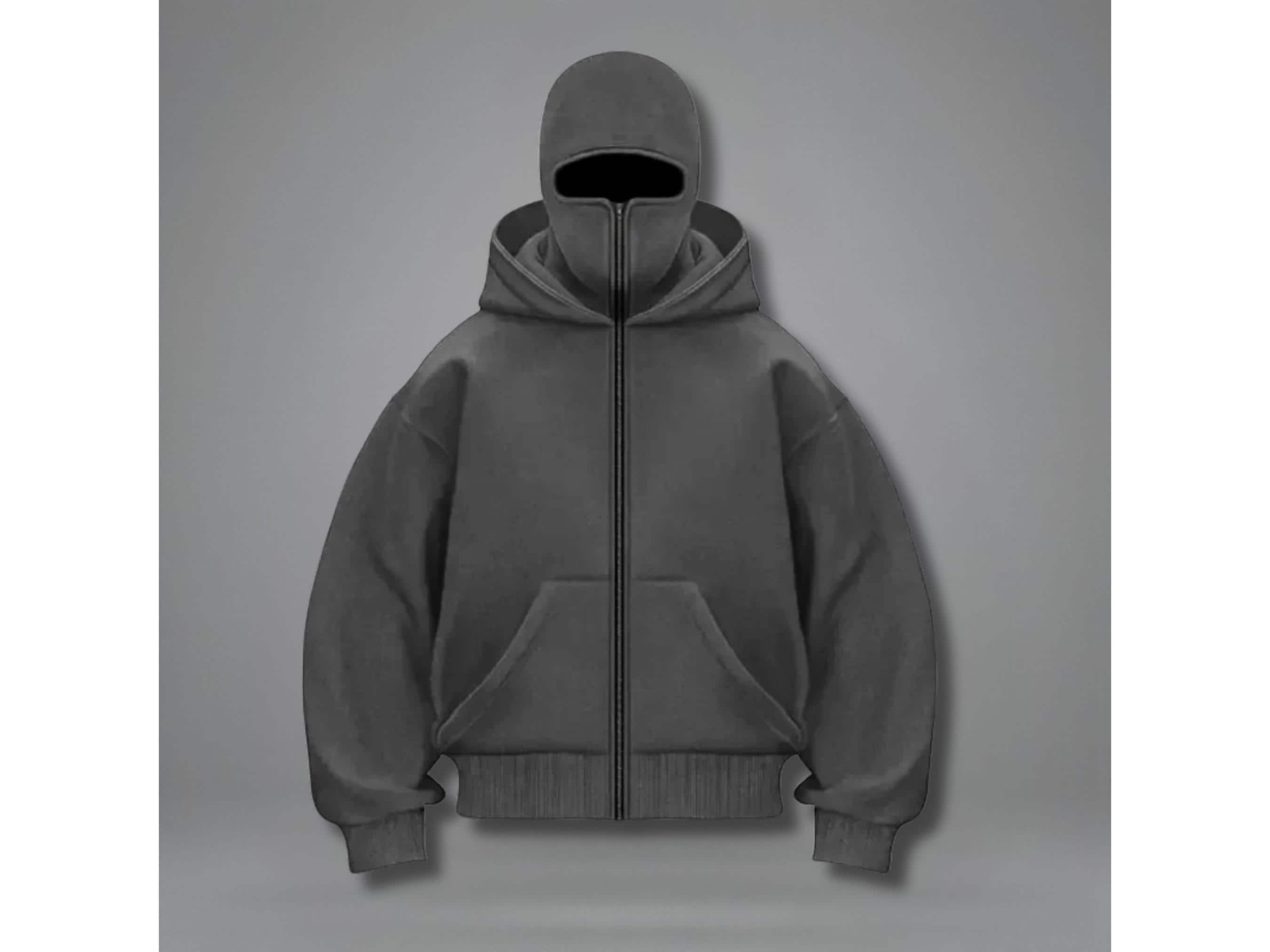 Black Balaclava Hoodie: Streetwear Ninja Mask Full Zip Hoodie - Etsy