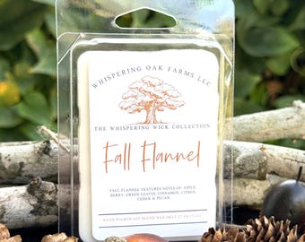 Cozy Fall Scented Wax Melt | Soy Blend Clamshell Tart | Handmade | Fall Flannel Scent