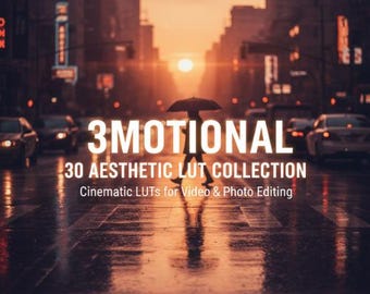 30 Aesthetic 3motional LUT Collection | Cinematic LUTs for Video & Photo Editing | Moody Color Grading Pack for Premiere Pro, Final Cut