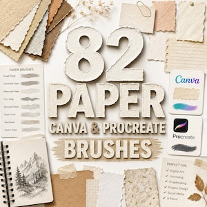 82 Paper Canva & Procreate Brushes | Essential Paper Texture Brushes for Canva  Procreate | Sketchbook, Handmade  Watercolor Paper Effects