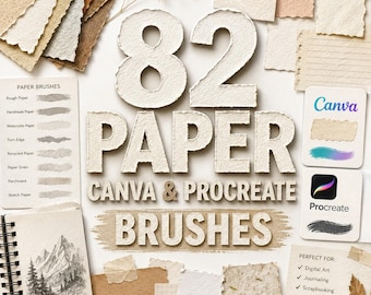 82 Paper Canva & Procreate Brushes | Essential Paper Texture Brushes for Canva  Procreate | Sketchbook, Handmade  Watercolor Paper Effects