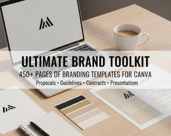 Över 450 sidors ultimata varumärkesverktygslåda | Paket för företagsvarumärkesbyggande | Mallar för strategi, förslag, riktlinjer, kontrakt och portfölj