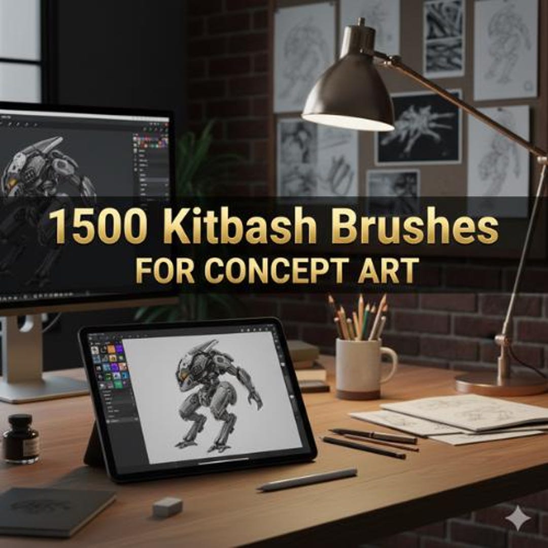 1500 Kitbash Brushes for Photoshop | Concept Art Digital Painting Brush ...